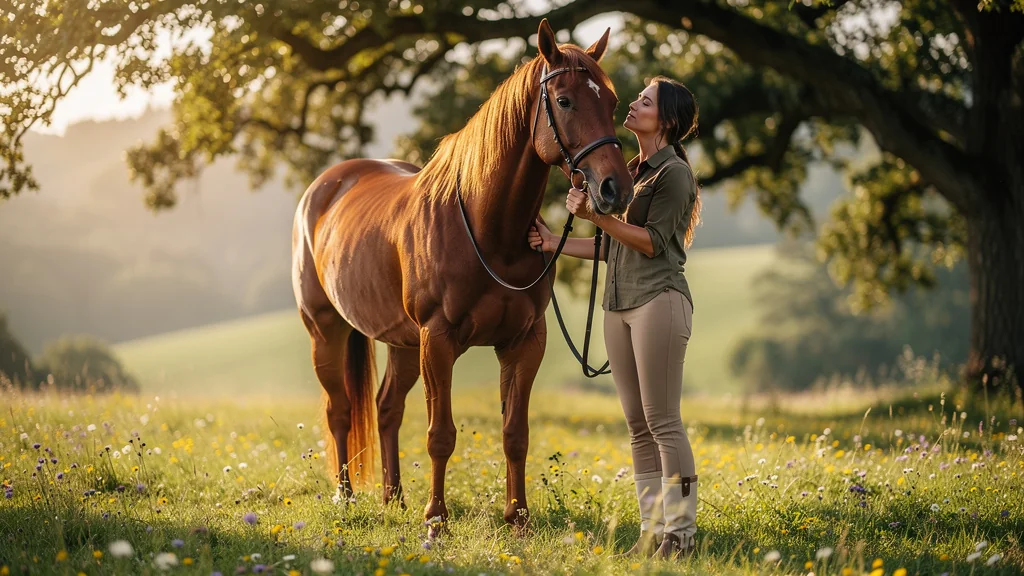 Cheval avec mors doux et cavalier détendu illustrant le refus des mors trop sévères pour le bien-être équin
