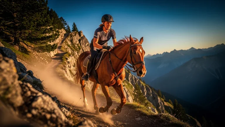 Cheval et cavalier en montée 8% sur 3 km lors d’un protocole d’effort terrain intense