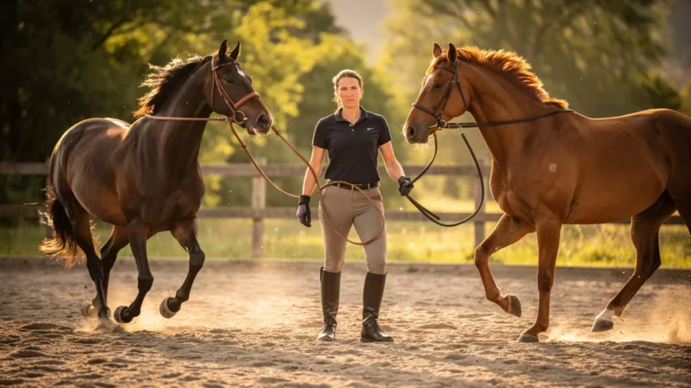 Comparaison rênes fixes et élastiques en longe lors d’un test sur 20 séances en équitation